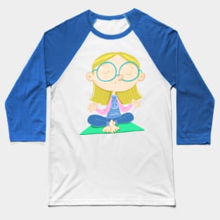 girl with glasses practices yoga Baseball T-Shirt